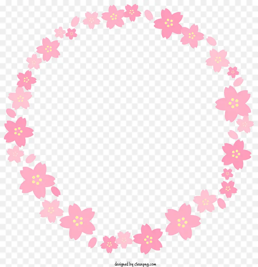 Quadro Do Círculo De Flores，Coroa De Flores Rosa PNG