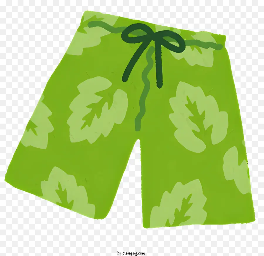 Shorts De Natação Verdes，Shorts De Folhas Impressas PNG