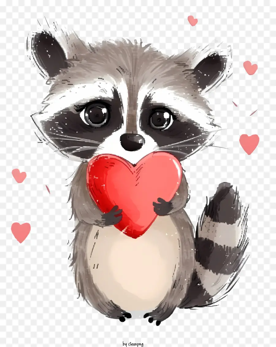 No Estilo Da Ilustração Romântica，Valentine Raccoon PNG