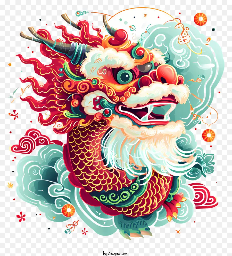Ano Novo Chinês，Dragão Ilustração PNG