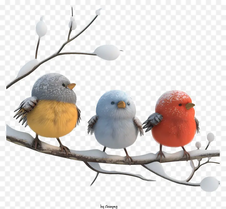 Pássaros Trêmulos，Árvore Coberta De Neve PNG