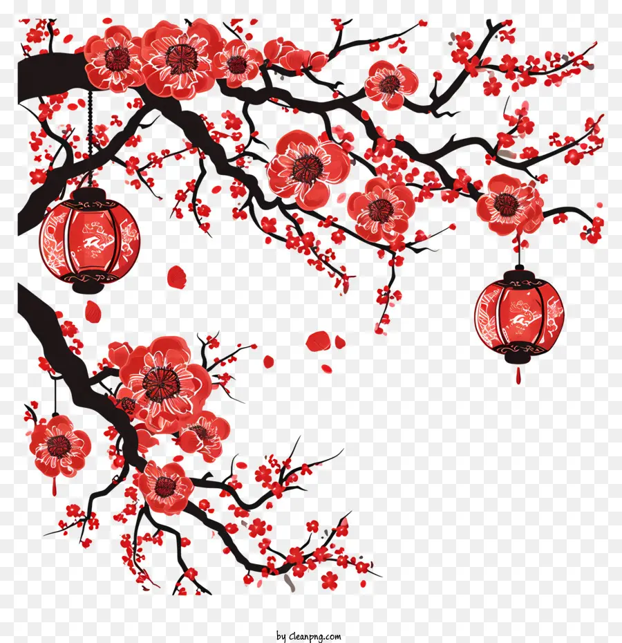 Ano Novo Chinês，Flor De Cereja árvore PNG