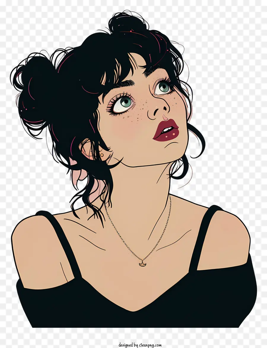 Cartoon Moda Mulher，Ilustração A Preto E Branco PNG