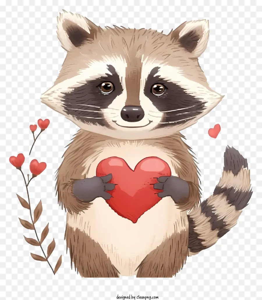 No Estilo Da Ilustração Romântica，Valentine Raccoon PNG