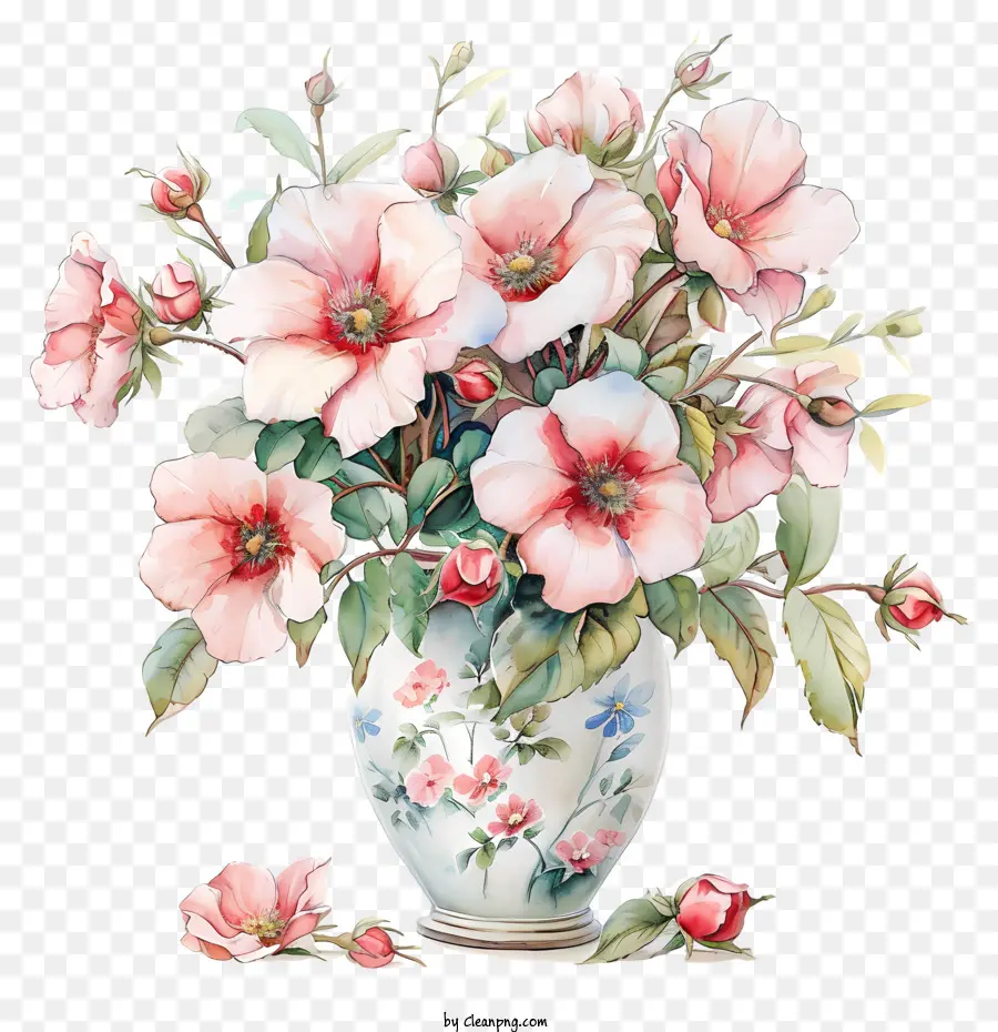 Flor De Rosa De Cachorro，Vaso De Flores PNG