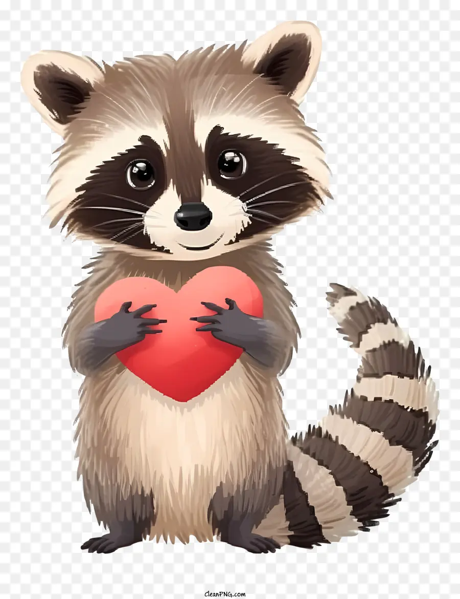 No Estilo Da Ilustração Romântica，Valentine Raccoon PNG