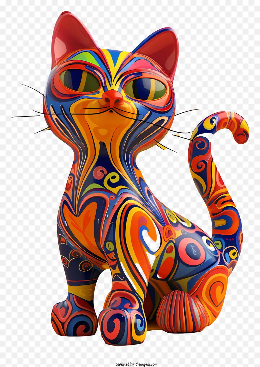 Gato Fantasioso，Estatueta Colorida De Gato PNG