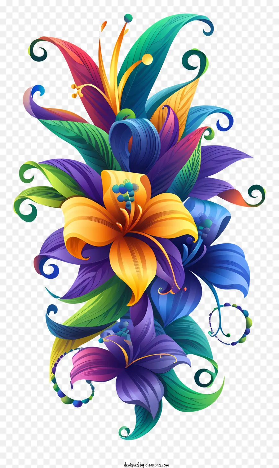 Arte De Flores Do Mardi Gras，Flores Coloridas PNG