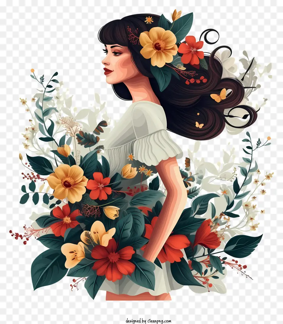 ícone De Mulher E Flores，Mulher Com Flores PNG