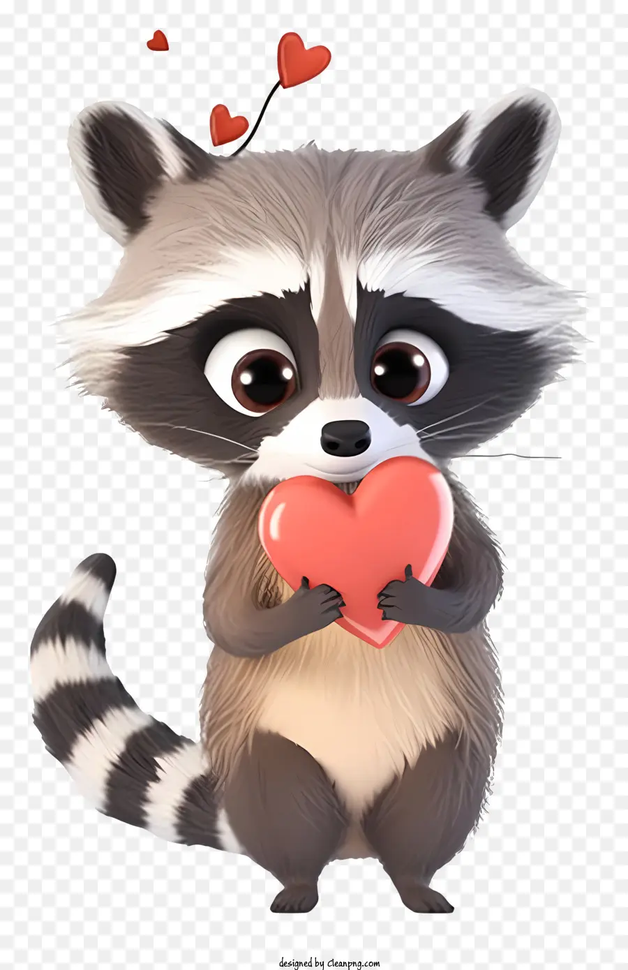 Cartoon 3d Valentine Raccoon，Bonito Guaxinim PNG