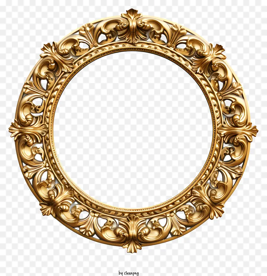 Espelho Circular De Ouro，Moldura De Ouro PNG