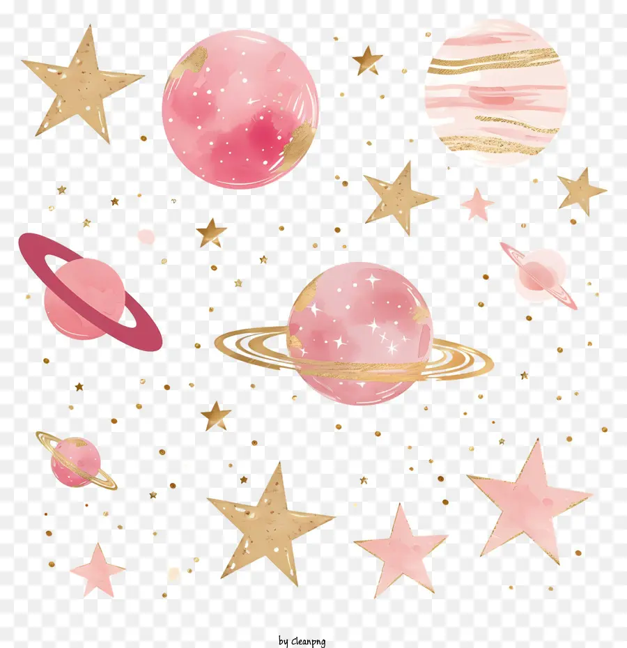 Galaxy Planeta，Planeta Rosa E Lua PNG