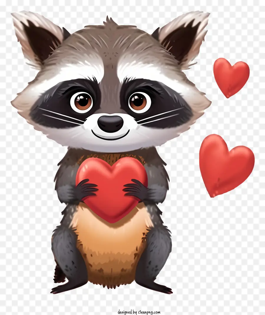 Cartoon Valentine Raccoon，Guaxinim PNG