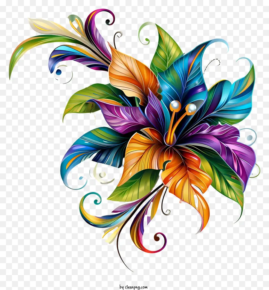 Arte De Flores Do Mardi Gras，Design Floral PNG