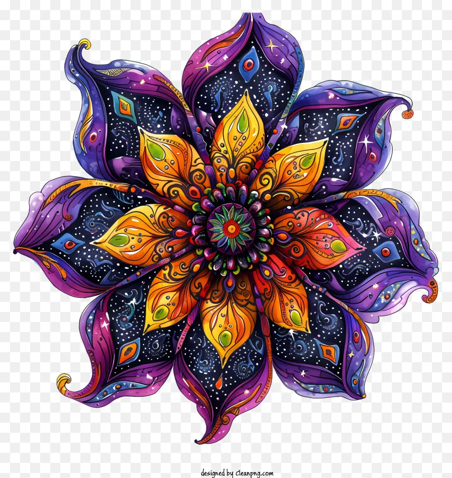 Arte De Flores Do Mardi Gras，Flores Coloridas PNG