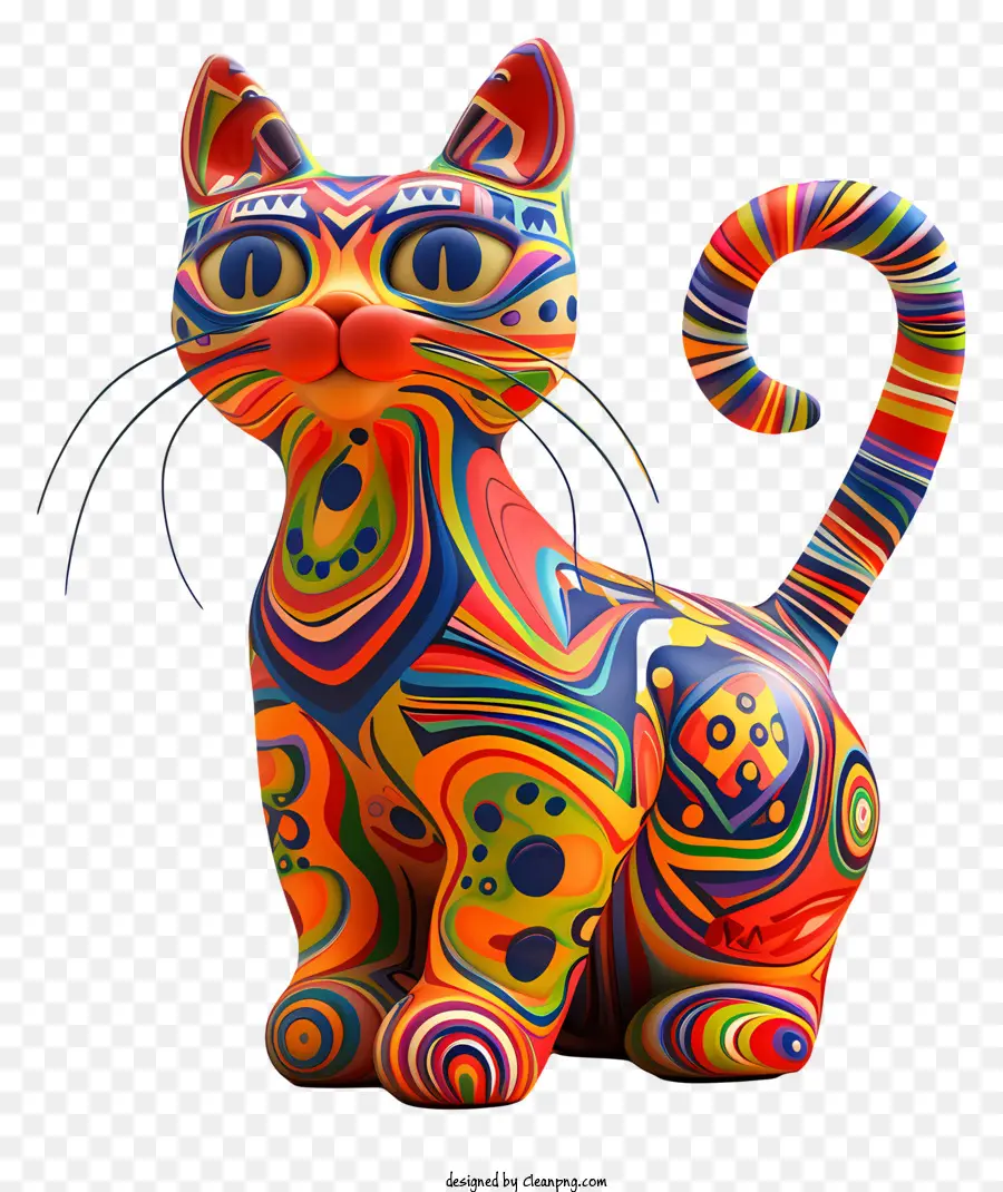 Gato Fantasioso，Figura Colorida De Gato PNG