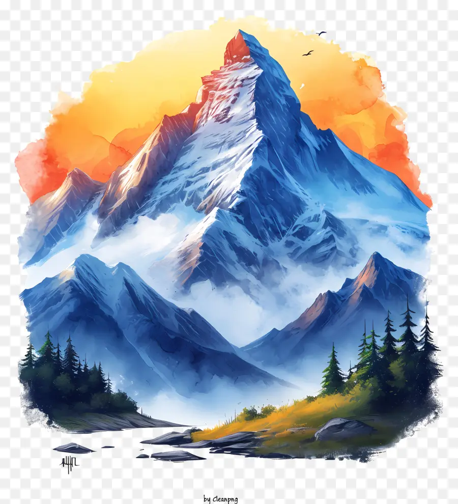 Cartoon Montanhas，Montanha Coberta De Neve PNG