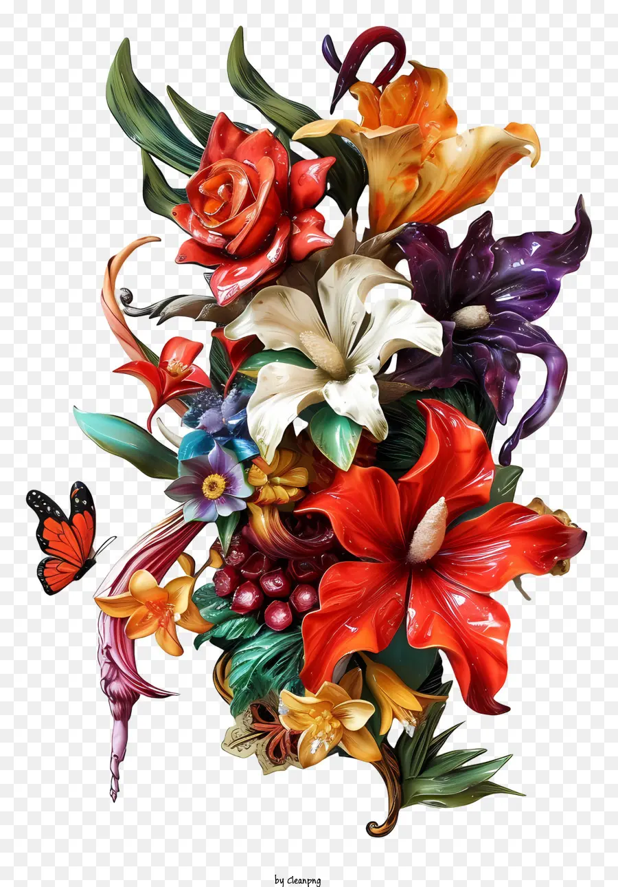 Arte De Flores Do Mardi Gras，Buquê PNG