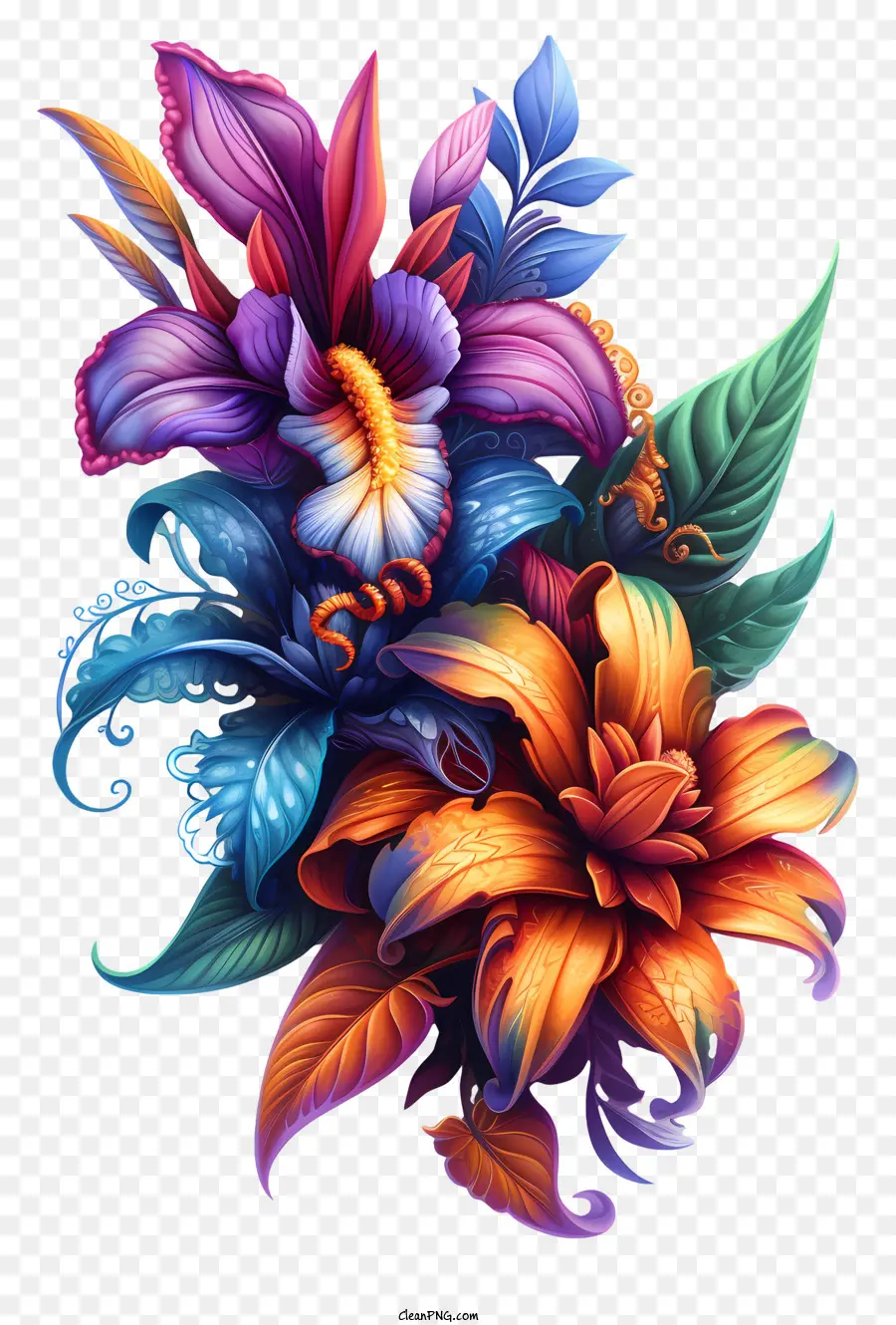 Arte De Flores Do Mardi Gras，Arranjo Floral PNG