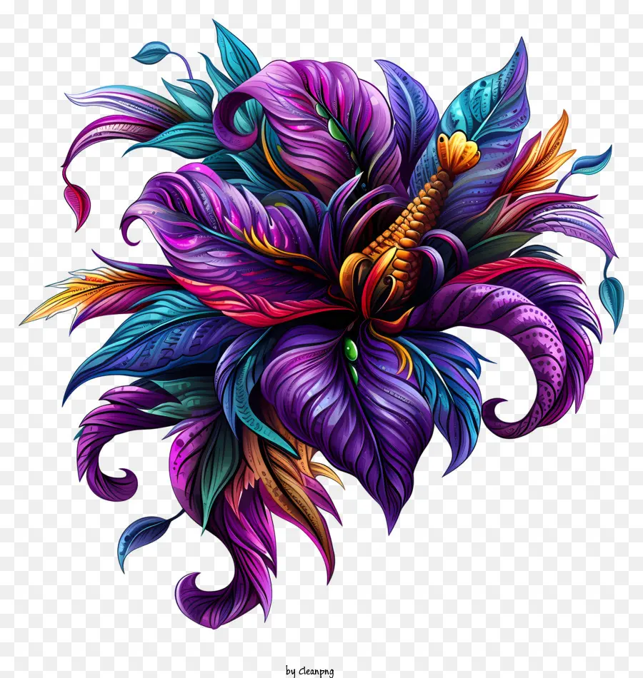 Mardi Gras Flower Art，Flores Coloridas PNG