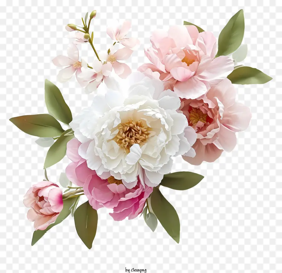 Arranjo De Flores Elegante Plano，Peônias Rosa PNG