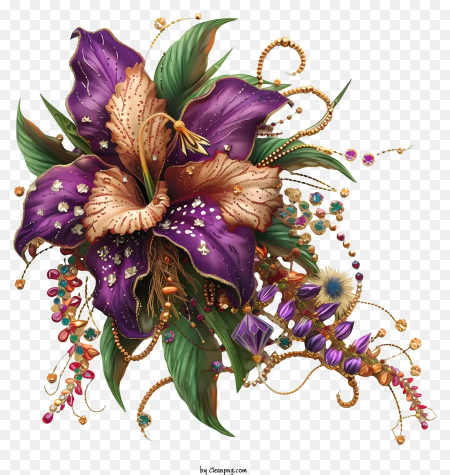 Mardi Gras Flower Art，Bela Flor PNG