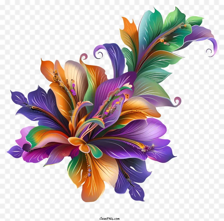 Arte De Flores Do Mardi Gras，Flor PNG