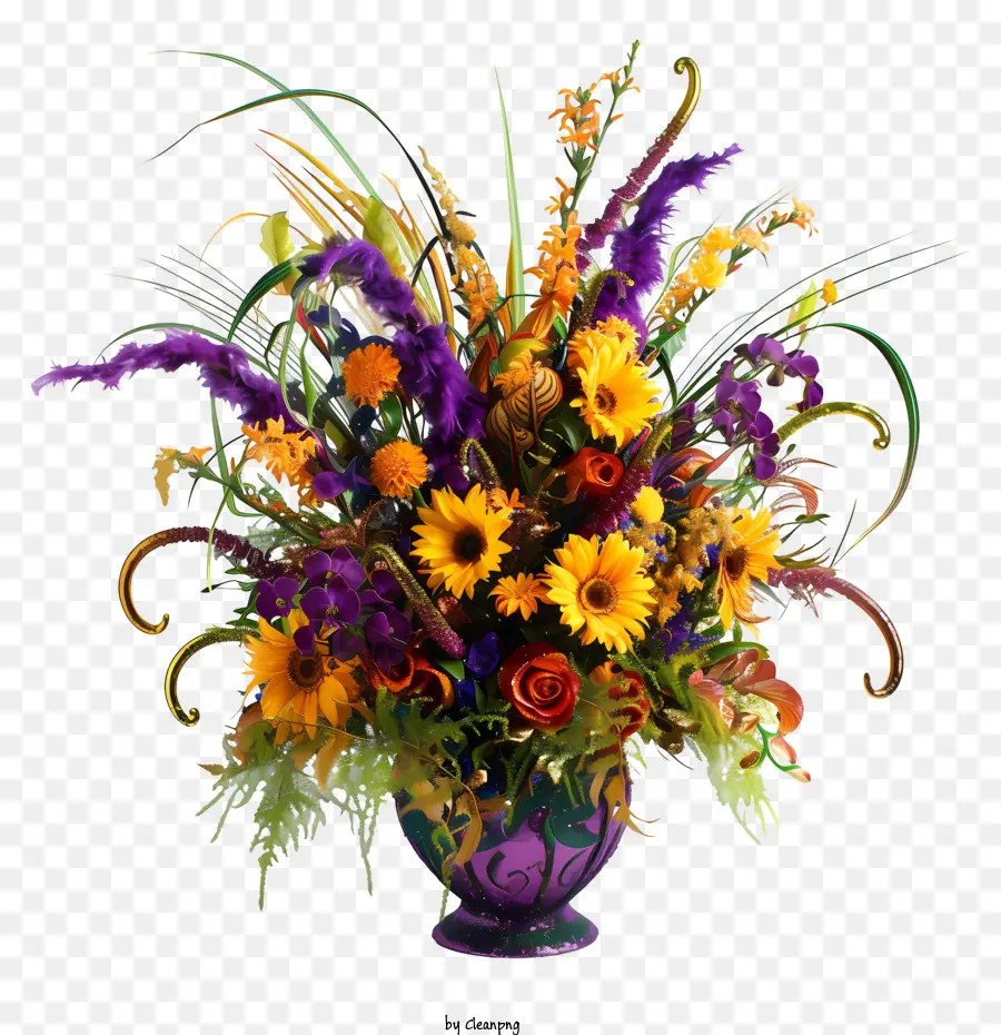 Arte De Flores Do Mardi Gras，Arranjo De Flores PNG