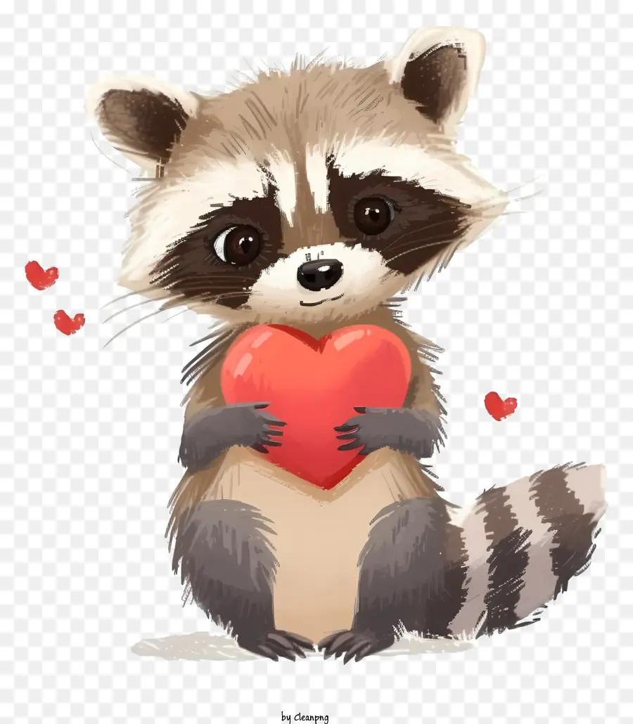 O Ranco De Valentine Ilustra，Bonito Guaxinim PNG