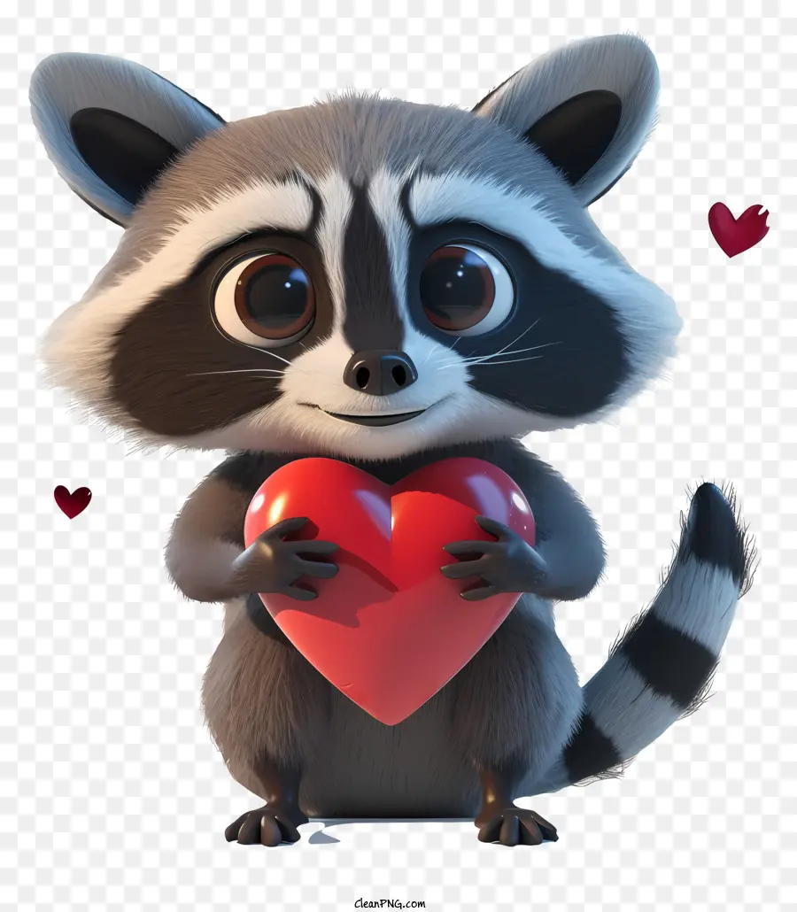 Cartoon 3d Valentine Raccoon，Guaxinim PNG