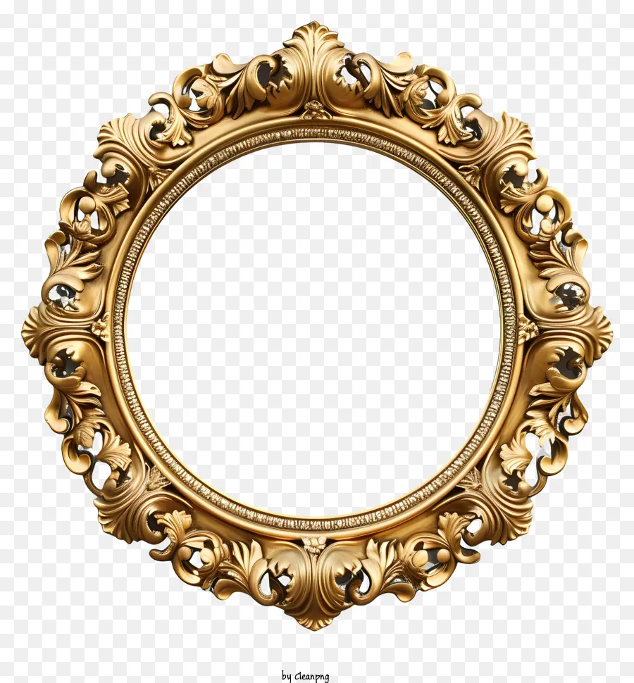 Espelho Circular De Ouro，Golden Frame PNG