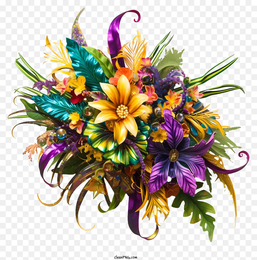 Mardi Gras Flower Art，Buquê PNG
