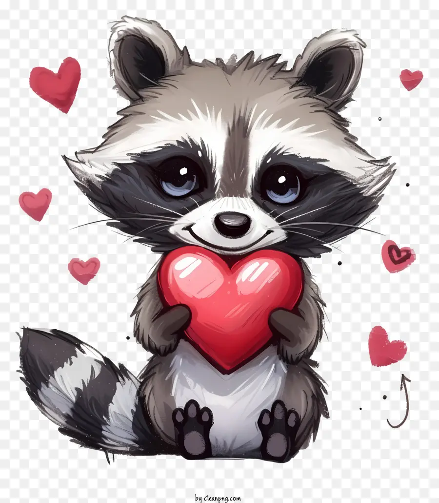 Ilustrações Detalhadas，Valentine Raccoon PNG