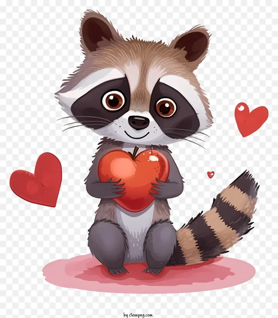 Cartoon Valentine Raccoon，Bonito Guaxinim PNG