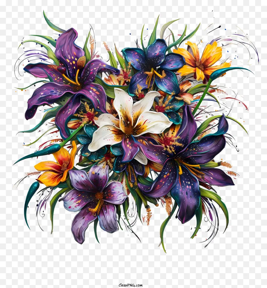 Arte De Flores Do Mardi Gras，Pintura Em Aquarela PNG