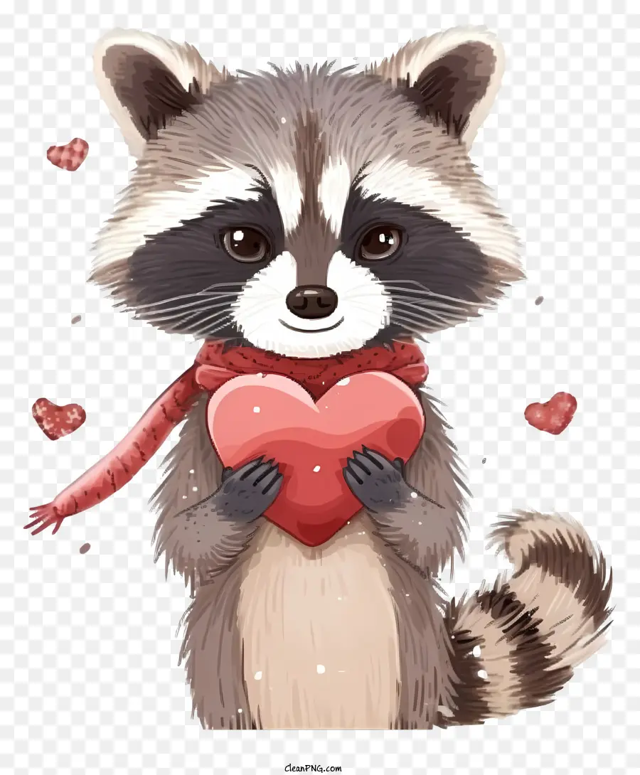 Ilustrar O Raccoon De Valentine，Cartoon Guaxinim PNG