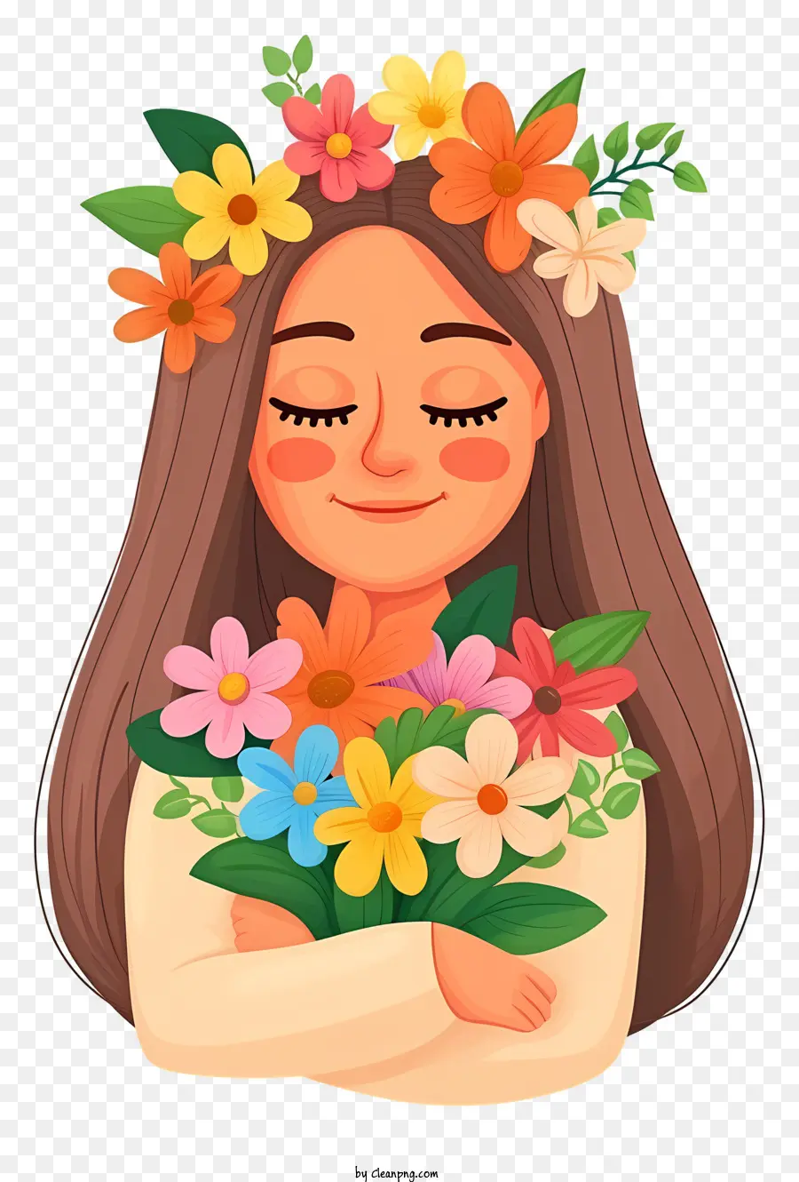 Emoji De Mulher E Flores，Menina Com Flores PNG