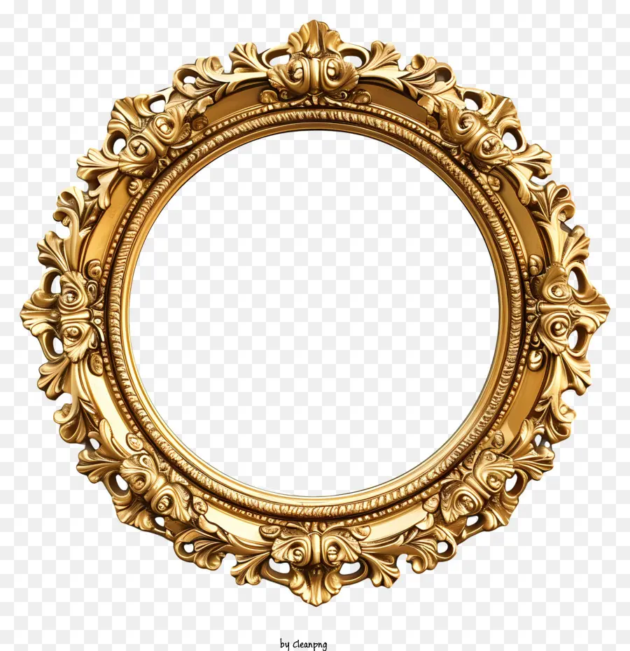 Espelho Circular De Ouro，Moldura De Ouro PNG