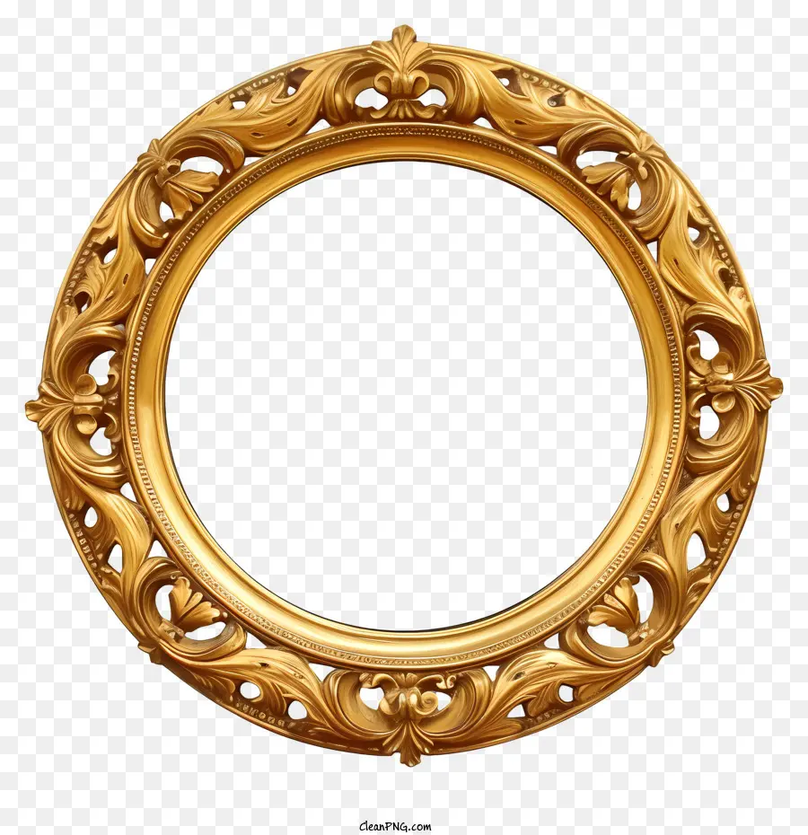 Espelho Circular De Ouro，Quadro Circular Dourado PNG