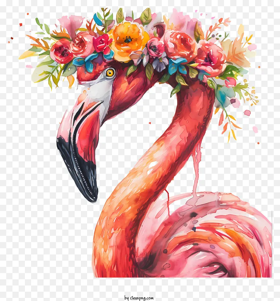 Flamingo Com Coroa Floral，Flamingo PNG