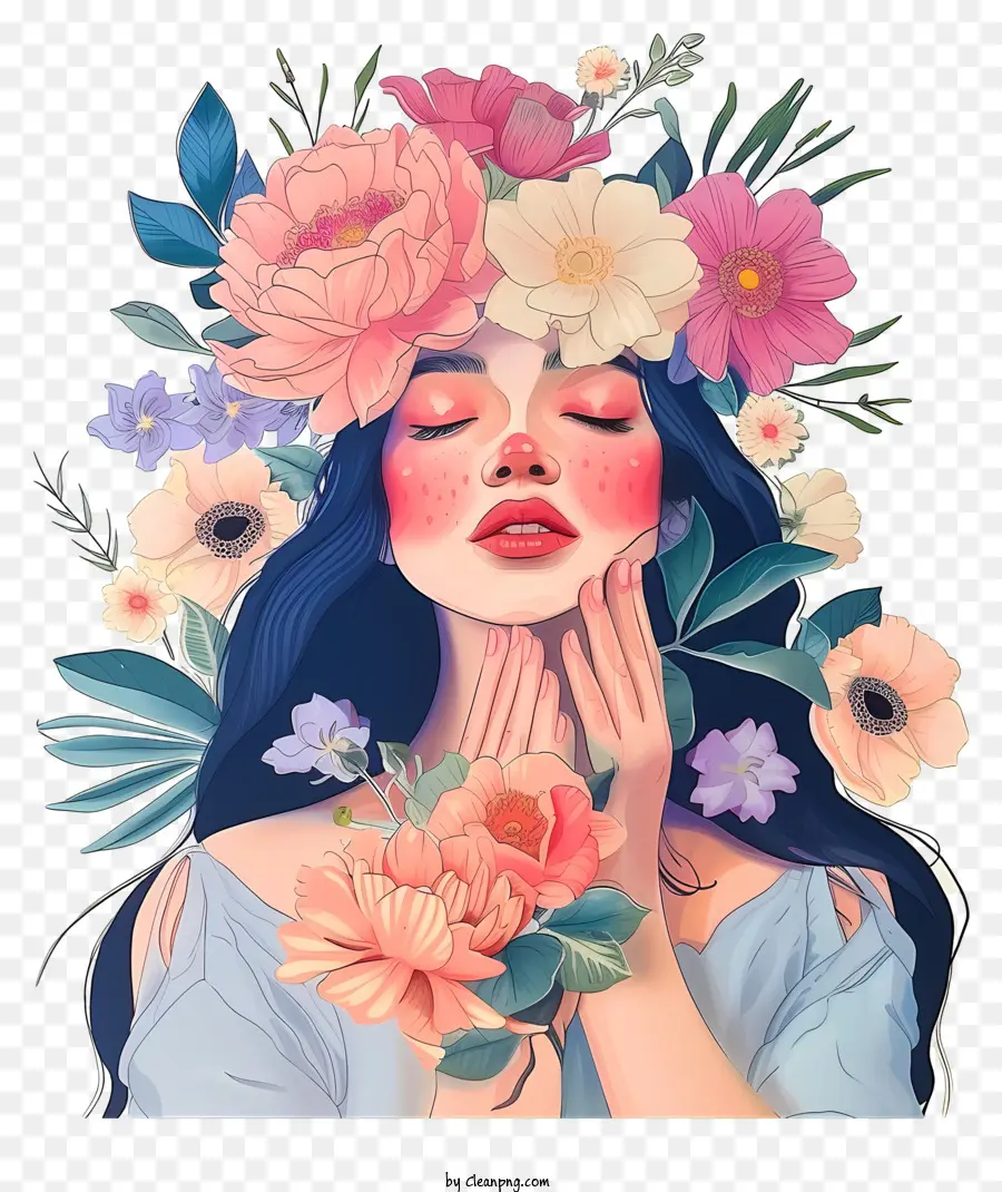 Mulher E Flores Pastel，Mulher PNG