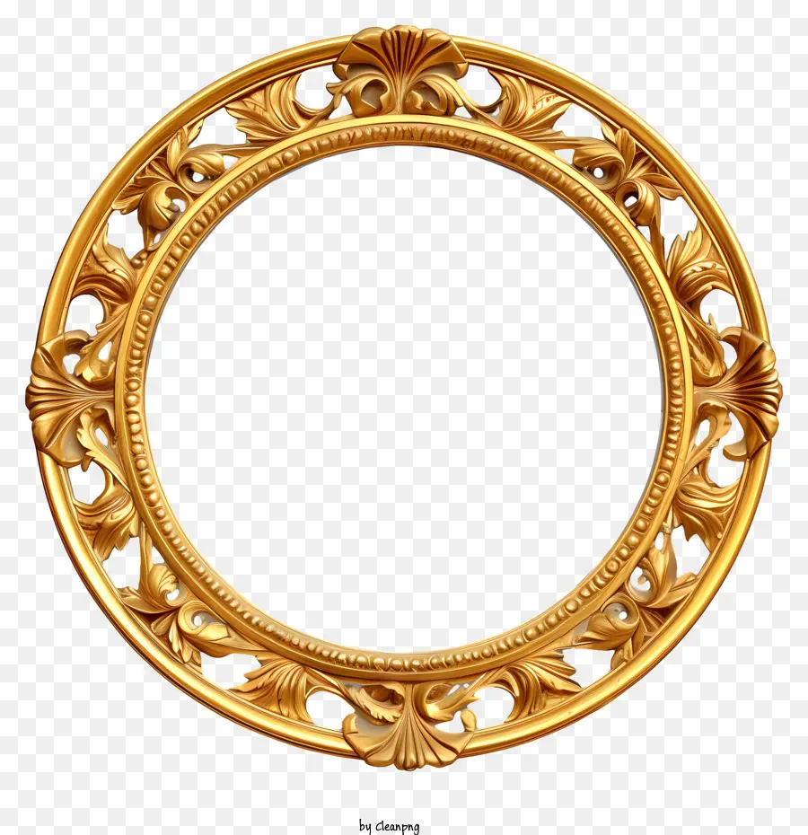 Espelho Circular De Ouro，Quadro De Ouro Ornamentado PNG