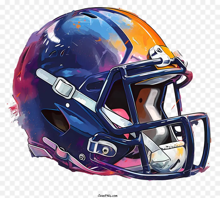 Capacete De Futebol，Esquema De Pintura Azul E Amarelo PNG