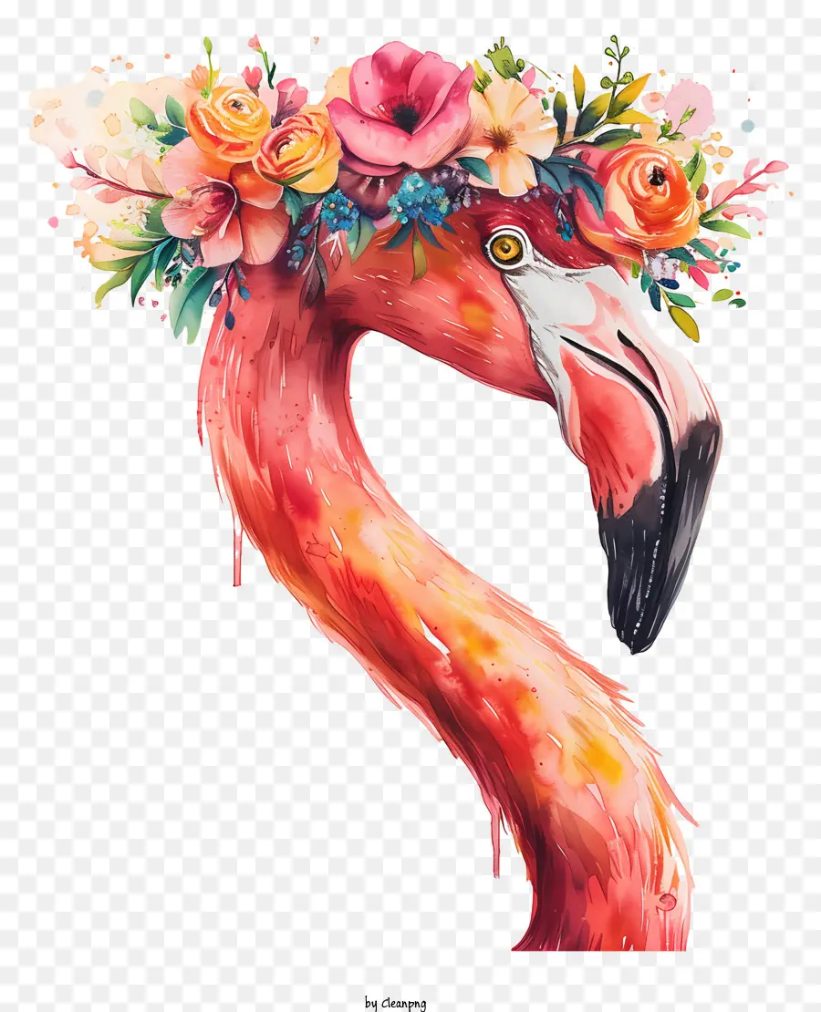 Flamingo Com Coroa Floral，Flamingo PNG