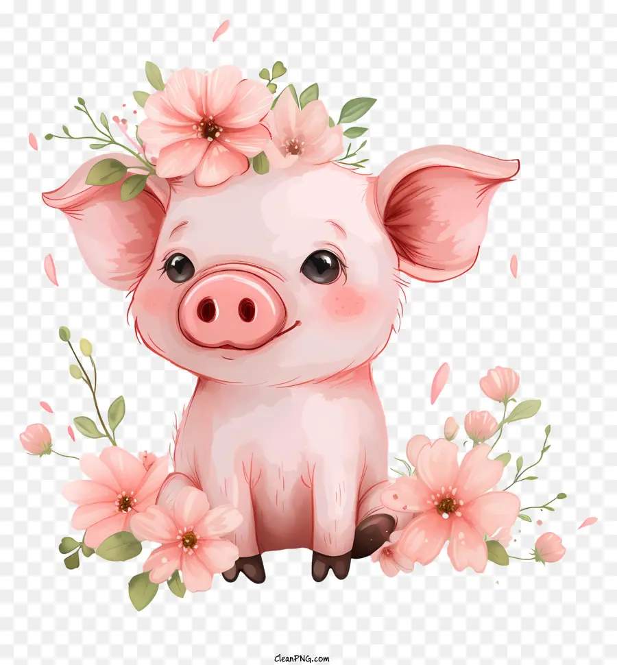 Dia Do Porco，Porco Com Flores PNG