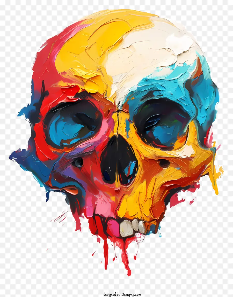 A Morte Do Crânio，Pintura Colorida De Crânio PNG