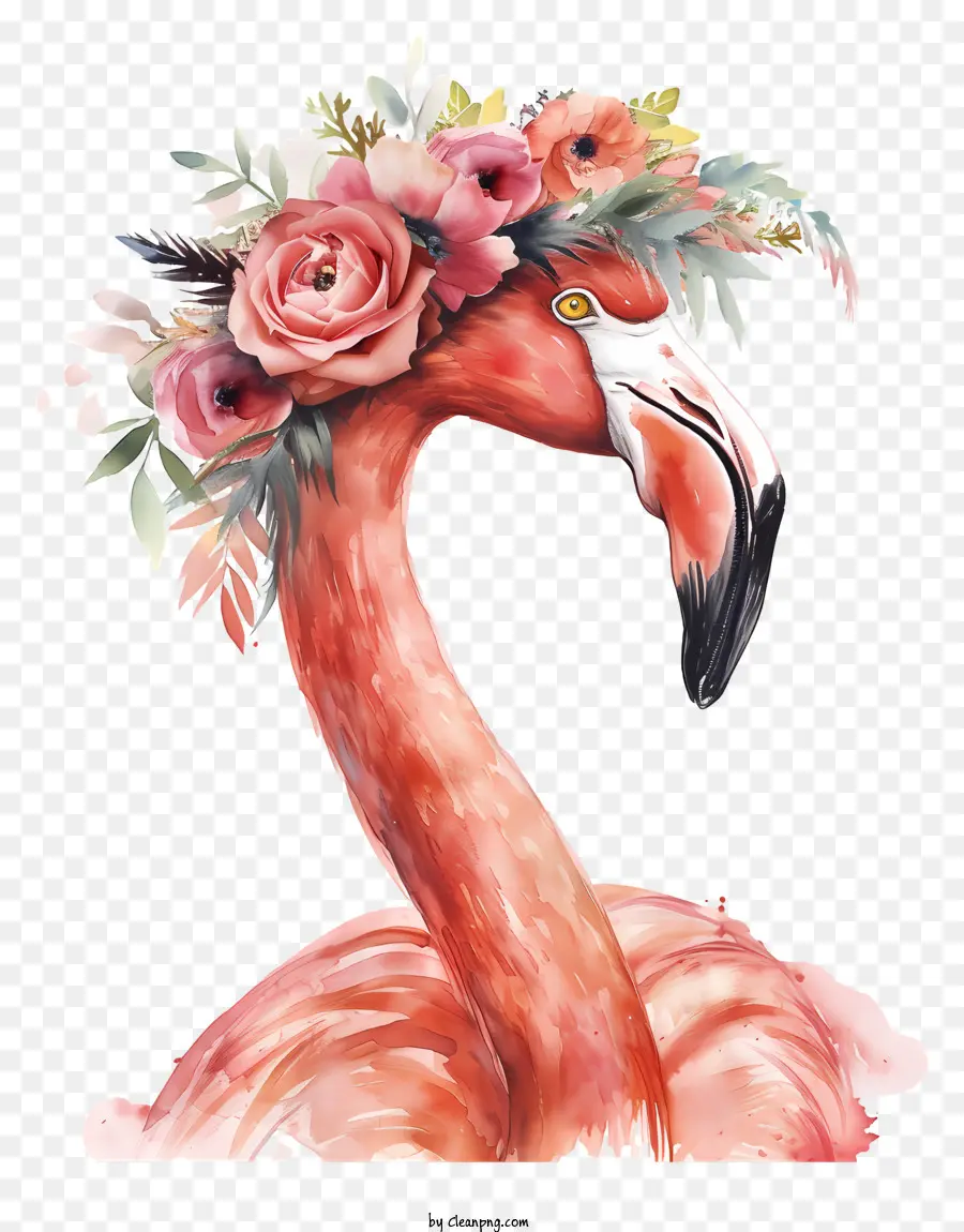 Flamingo Com Coroa Floral，Flamingo PNG