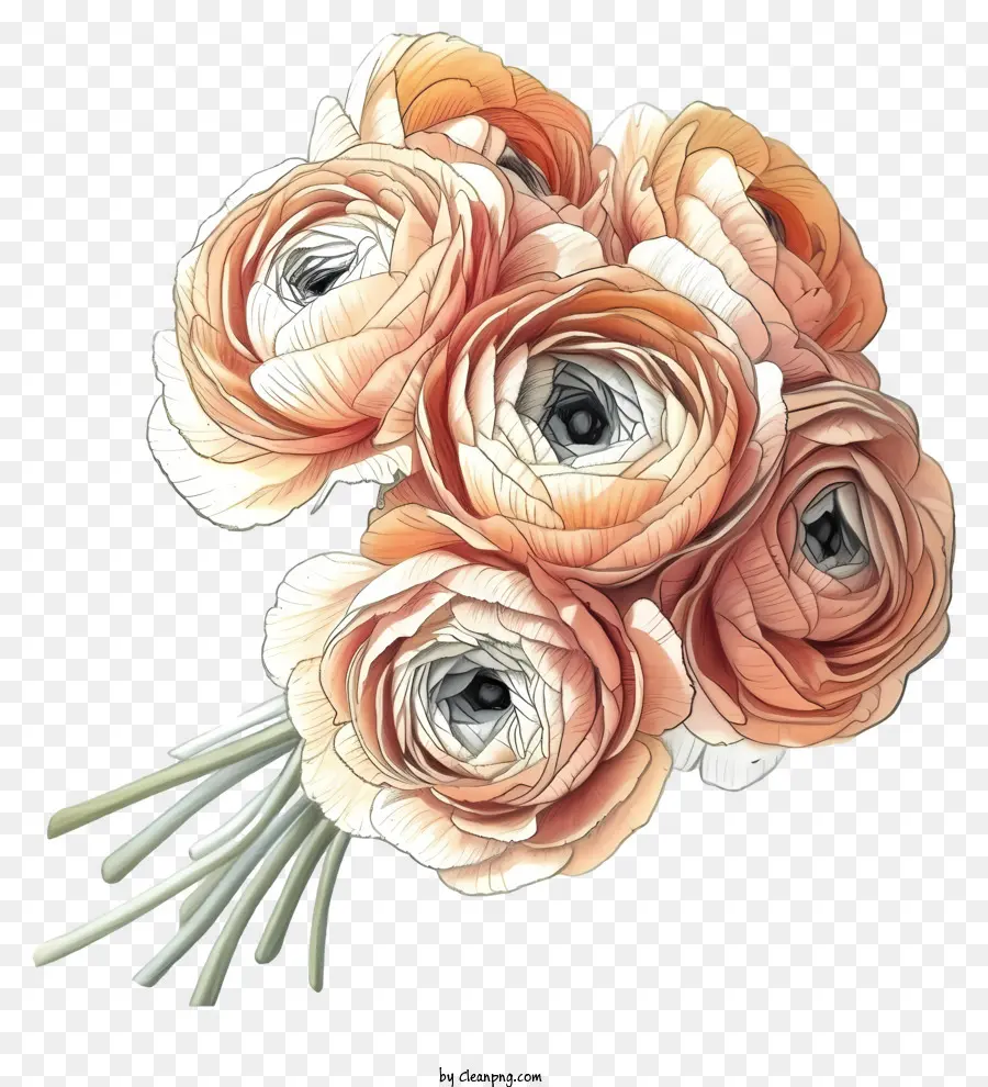 Flor De Ranunculus Elegante E Elegante，Buquê De Rosas PNG