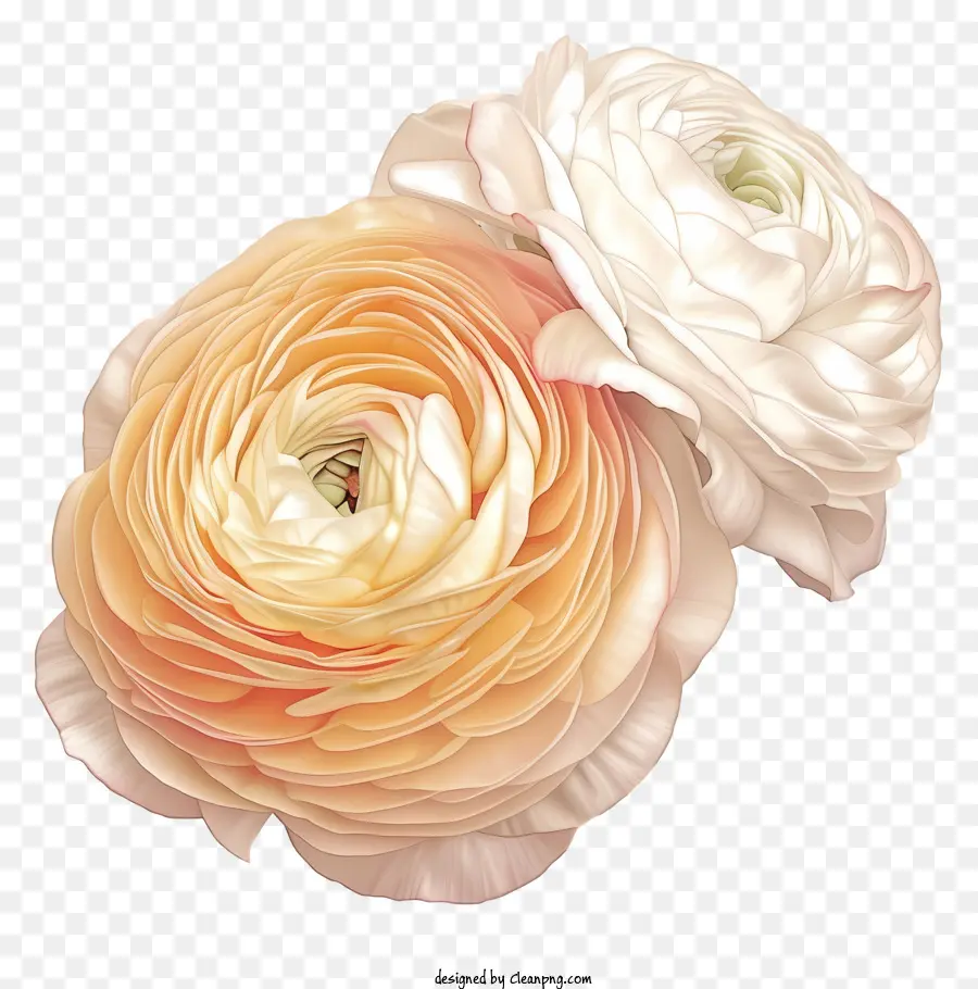 Elegante Ranunculus Flower Vector Draw Design，Flores PNG