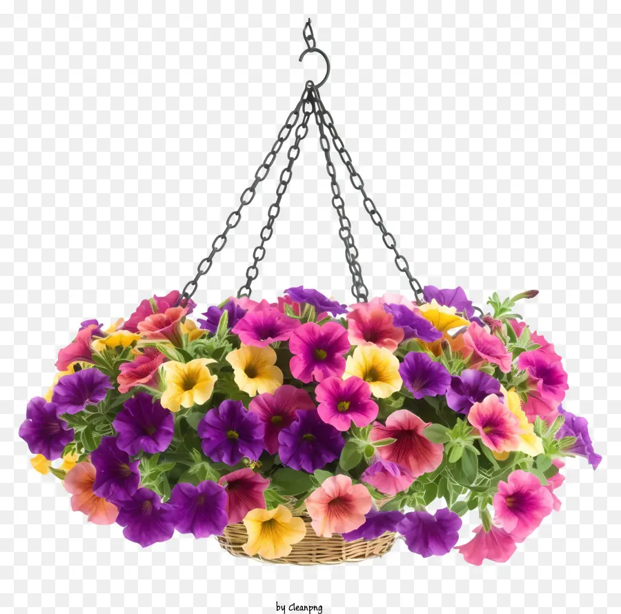 Petunia Flower Sisfing Basket，Cestos Pendurados PNG